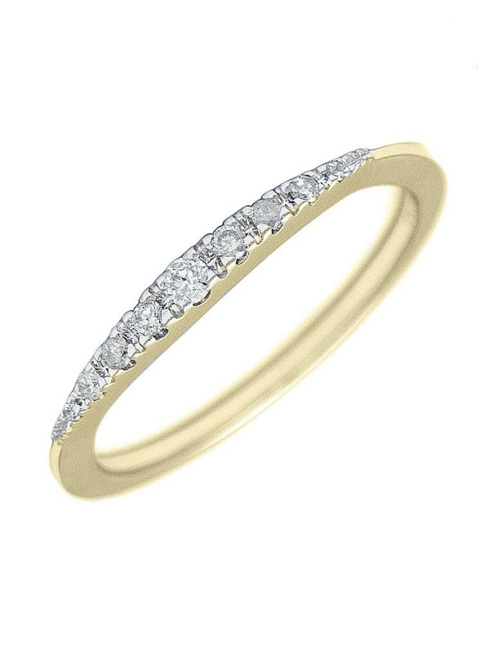 14K Real Solid Yellow Gold Natural Diamond Band Ring 0.11ctw